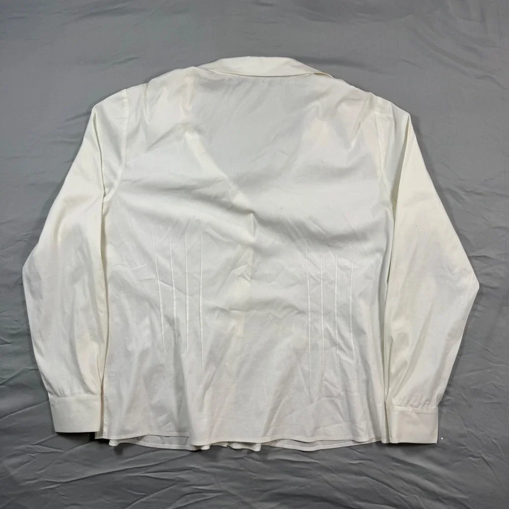 Lafayette 148 New York Womens 16 White Pintuck Button Up Shirt Long Sleeve - Picture 2 of 8